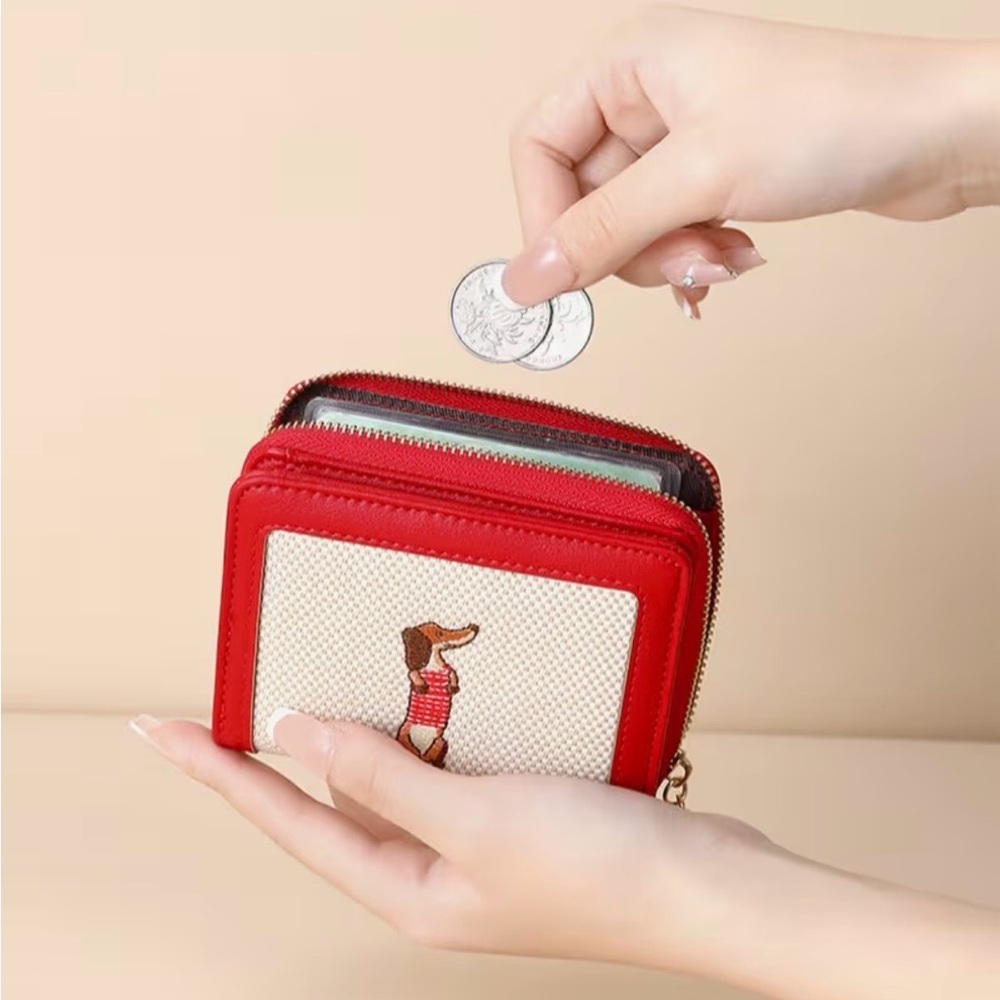 New Embroidered Dachshund Dog Leather Wallet - Picture 4 of 10